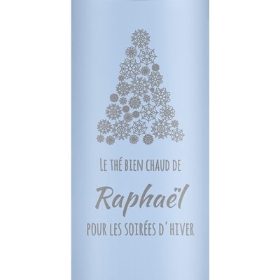 Mug isotherme bleu personnalisé avec un affichage LED pour un ami pour Noël