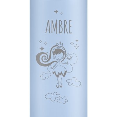 Mug isotherme bleu avec gravure avec un affichage LED pour une fille pour la Saint-Nicolas