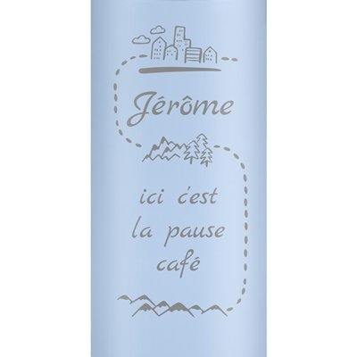 Tasse isotherme bleue personnalisée avec un affichage LED pour un passionné de voyage