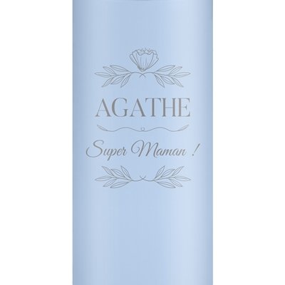 Mug thermos bleu avec gravure avec un affichage LED pour l'anniversaire de maman