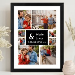 Poster encadré personnalisé avec votre photo pour couple