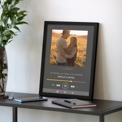 Poster encadré personnalisé avec votre photo pour couple musique