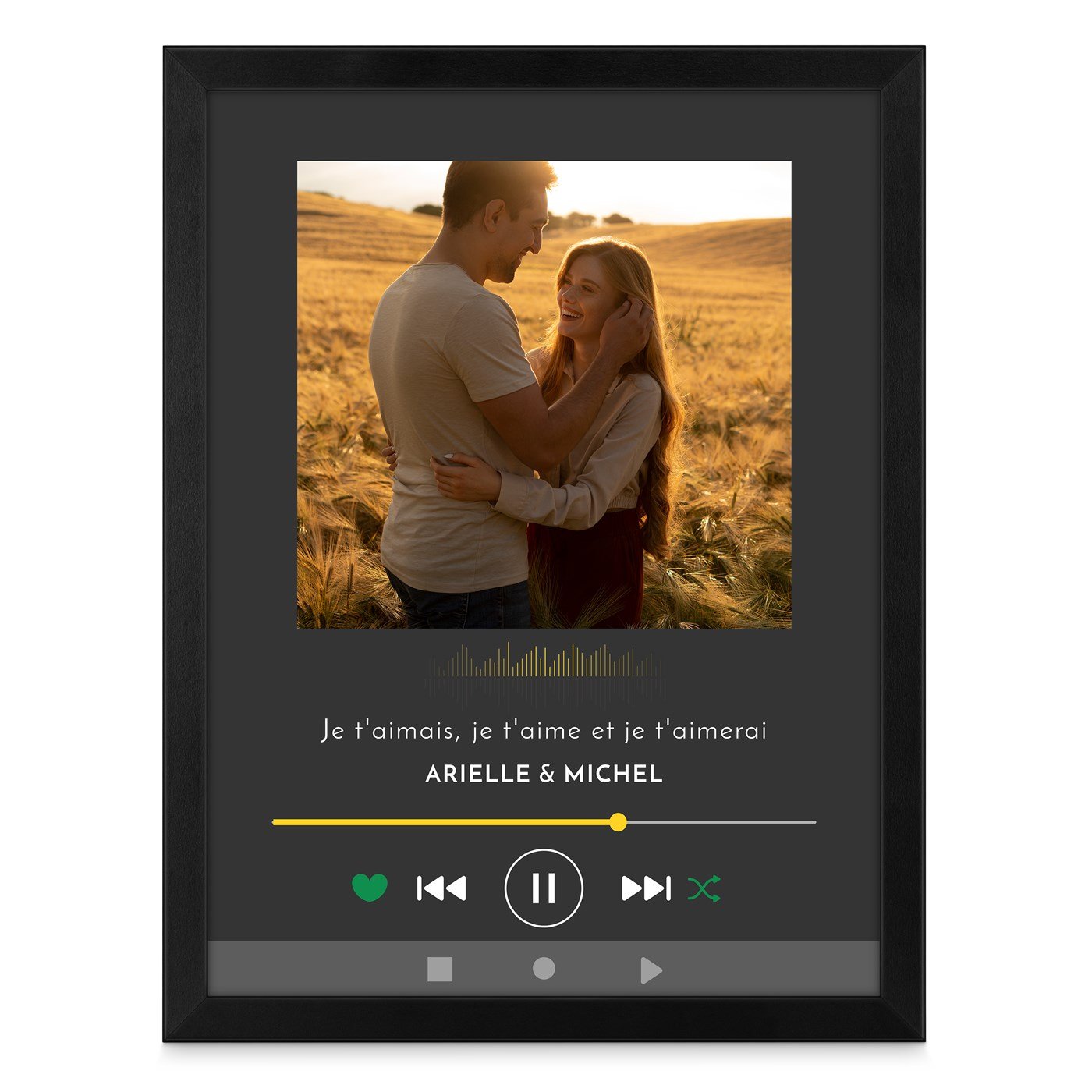 Poster encadré personnalisé avec votre photo pour couple musique