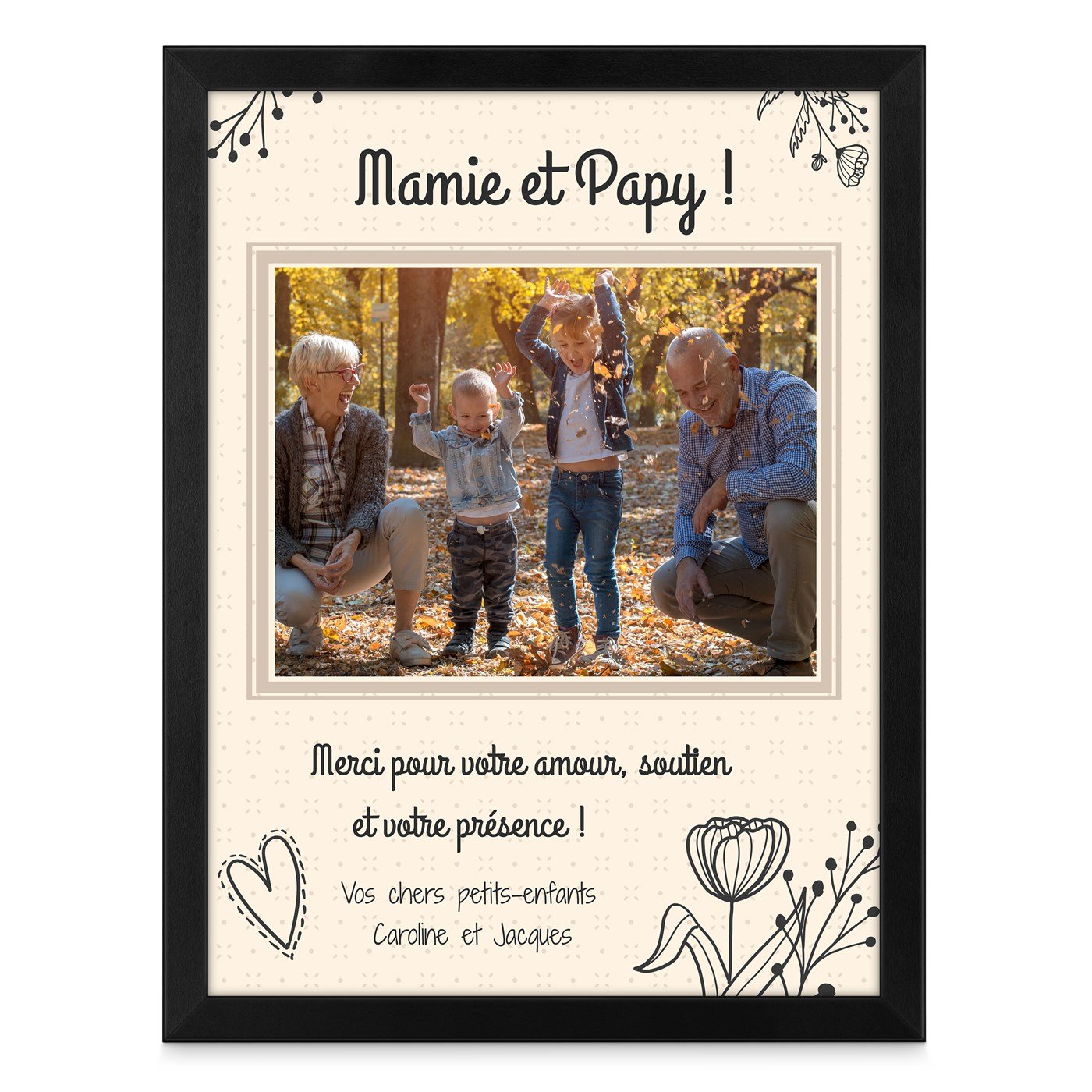 Poster encadré personnalisé avec votre photo pour mamie et papy