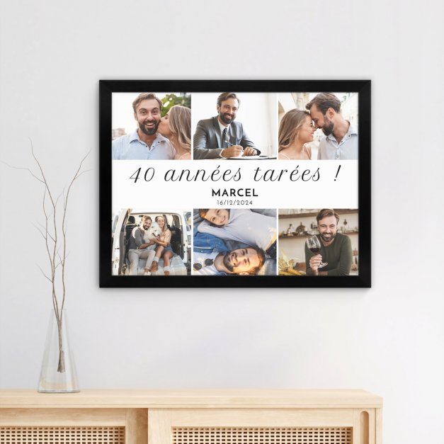 Poster encadré personnalisé avec votre photo pour homme pour 40e anniversaire 