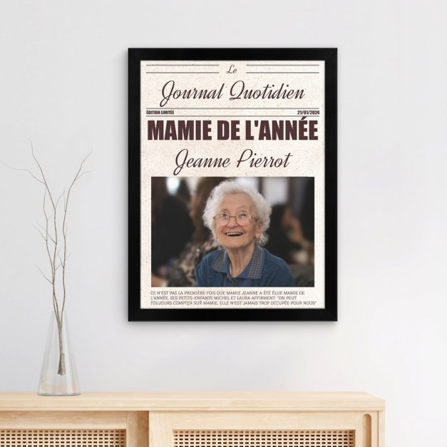 Poster encadré personnalisé avec votre photo pour mamie pour la fête des grands-mères 