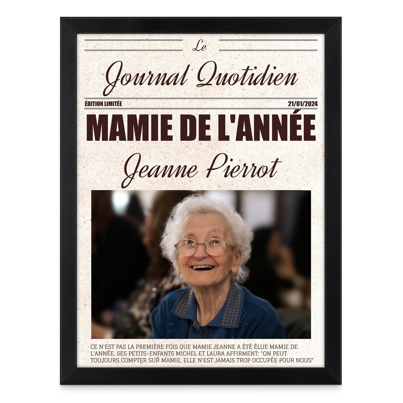 Poster encadré personnalisé avec votre photo pour mamie pour la fête des grands-mères 