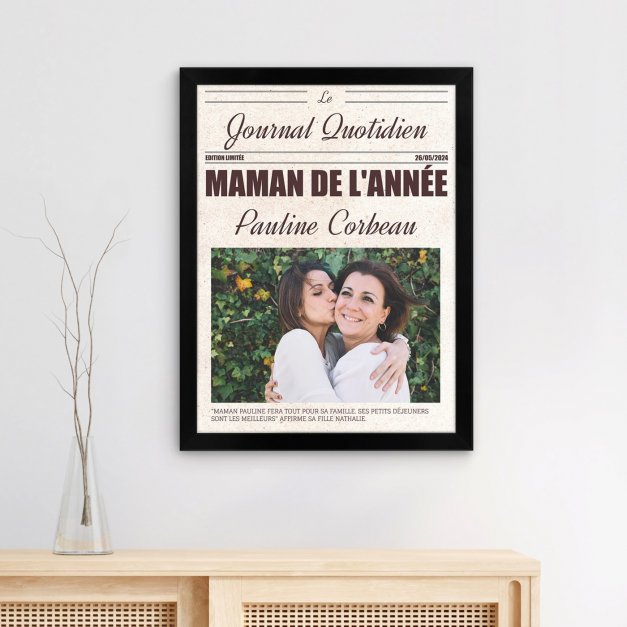 Poster encadré personnalisé avec votre photo pour maman pour la fête des mères 