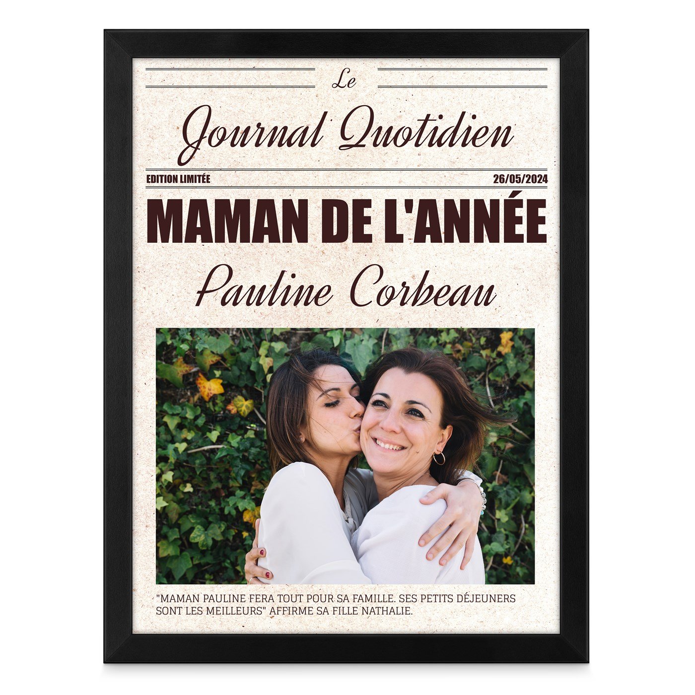Poster encadré personnalisé avec votre photo pour maman pour la fête des mères 