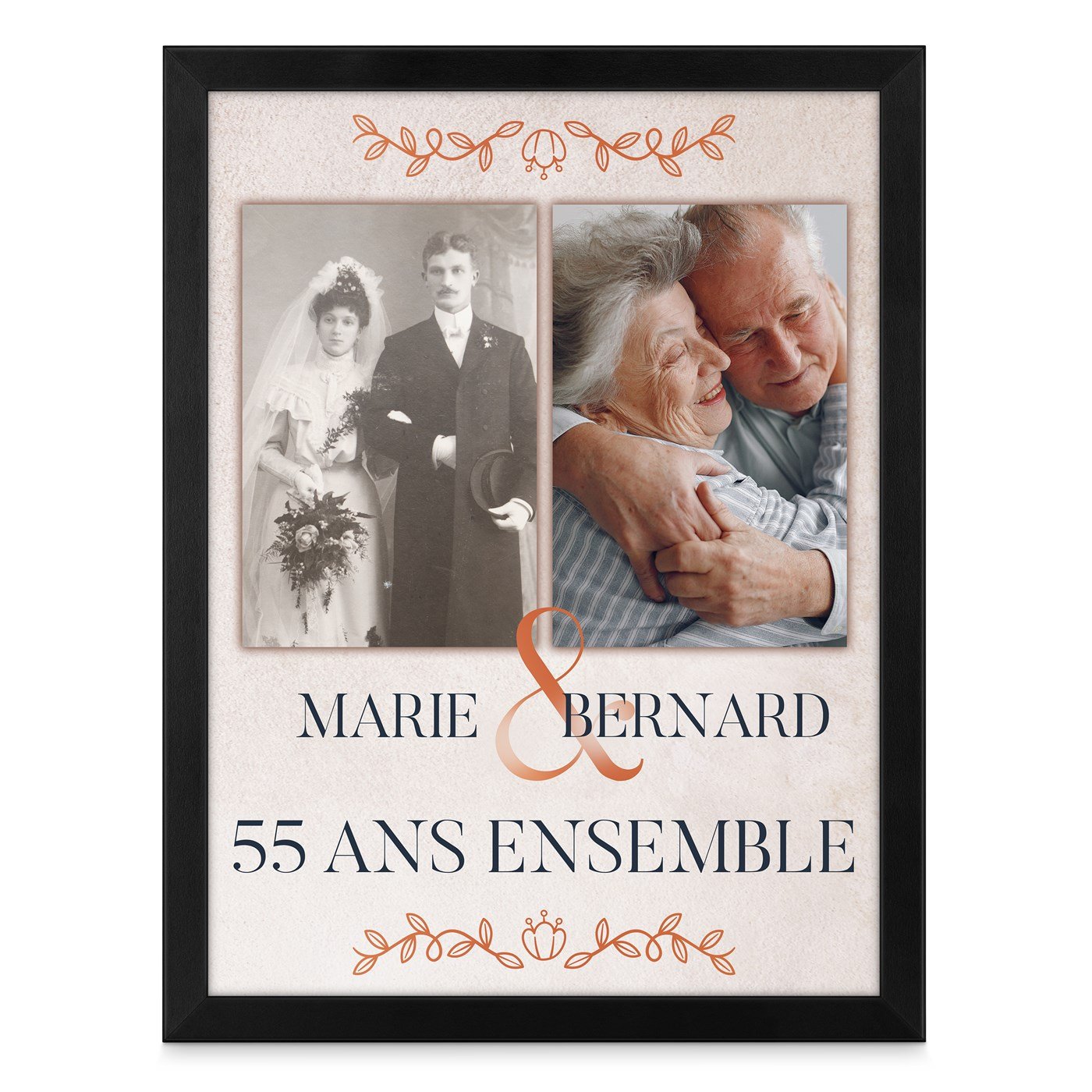 Poster encadré personnalisé avec votre photo pour 55e anniversaire de mariage