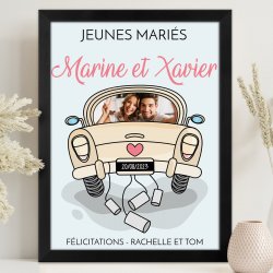 Poster encadré personnalisé avec votre photo pour des jeunes mariés