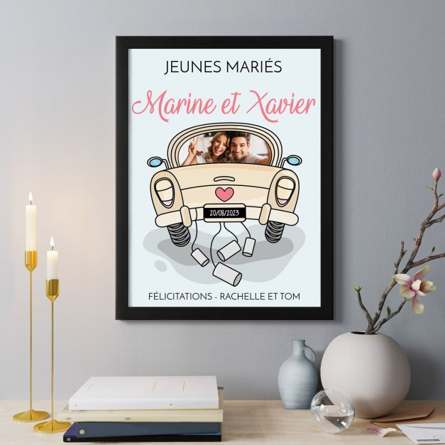 Poster encadré personnalisé avec votre photo pour des jeunes mariés