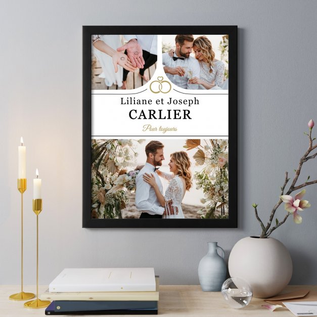 Poster encadré personnalisé avec votre photo pour couple souvenir de mariage