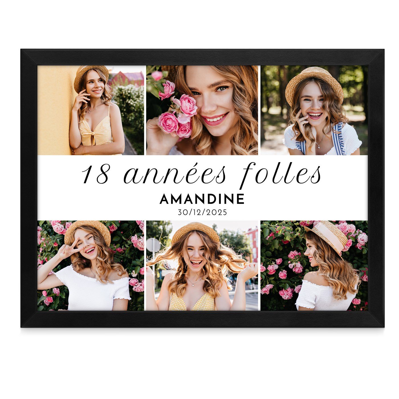 Poster encadré personnalisé avec votre photo pour jeune femme pour ses 18 ans