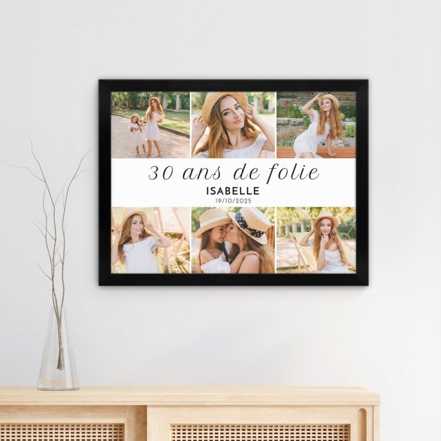 Poster encadré personnalisé avec votre photo pour 30e anniversaire d'une amie
