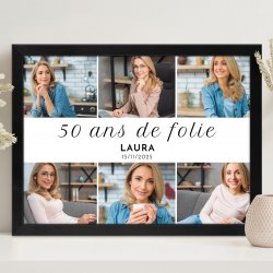 Poster encadré personnalisé avec votre photo pour 50e anniversaire d'une femme