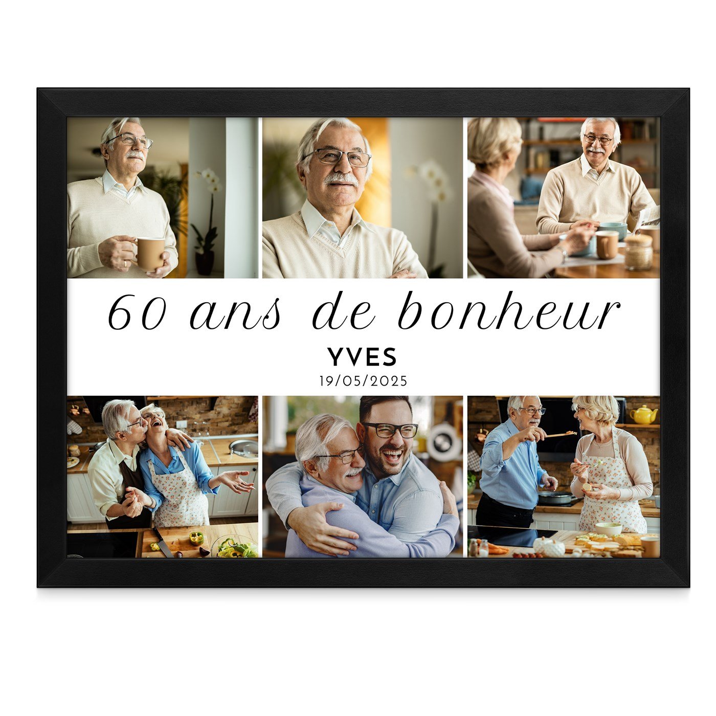 Poster encadré personnalisé avec votre photo pour 60e anniversaire d'un homme