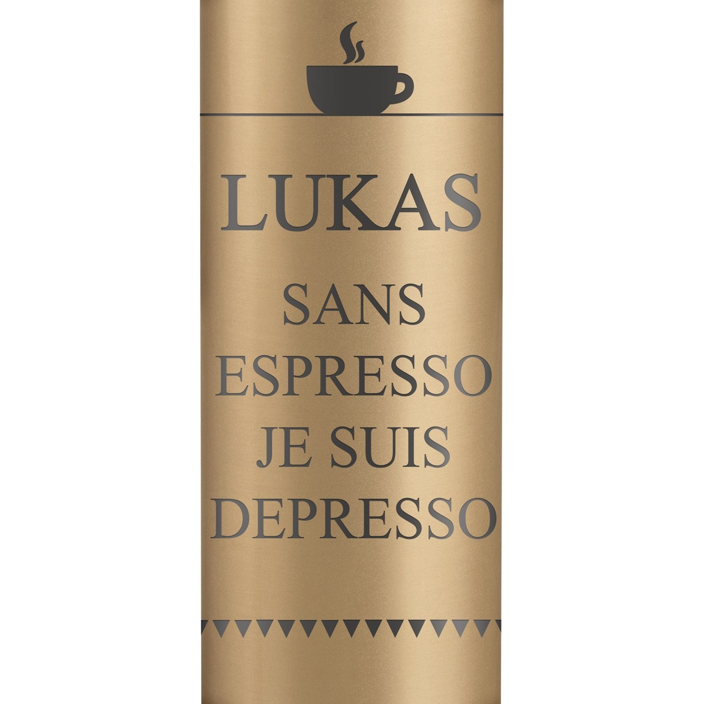 Bouteille isotherme dorée avec gravure avec un affichage LED pour l'anniversaire d'un passionné de café