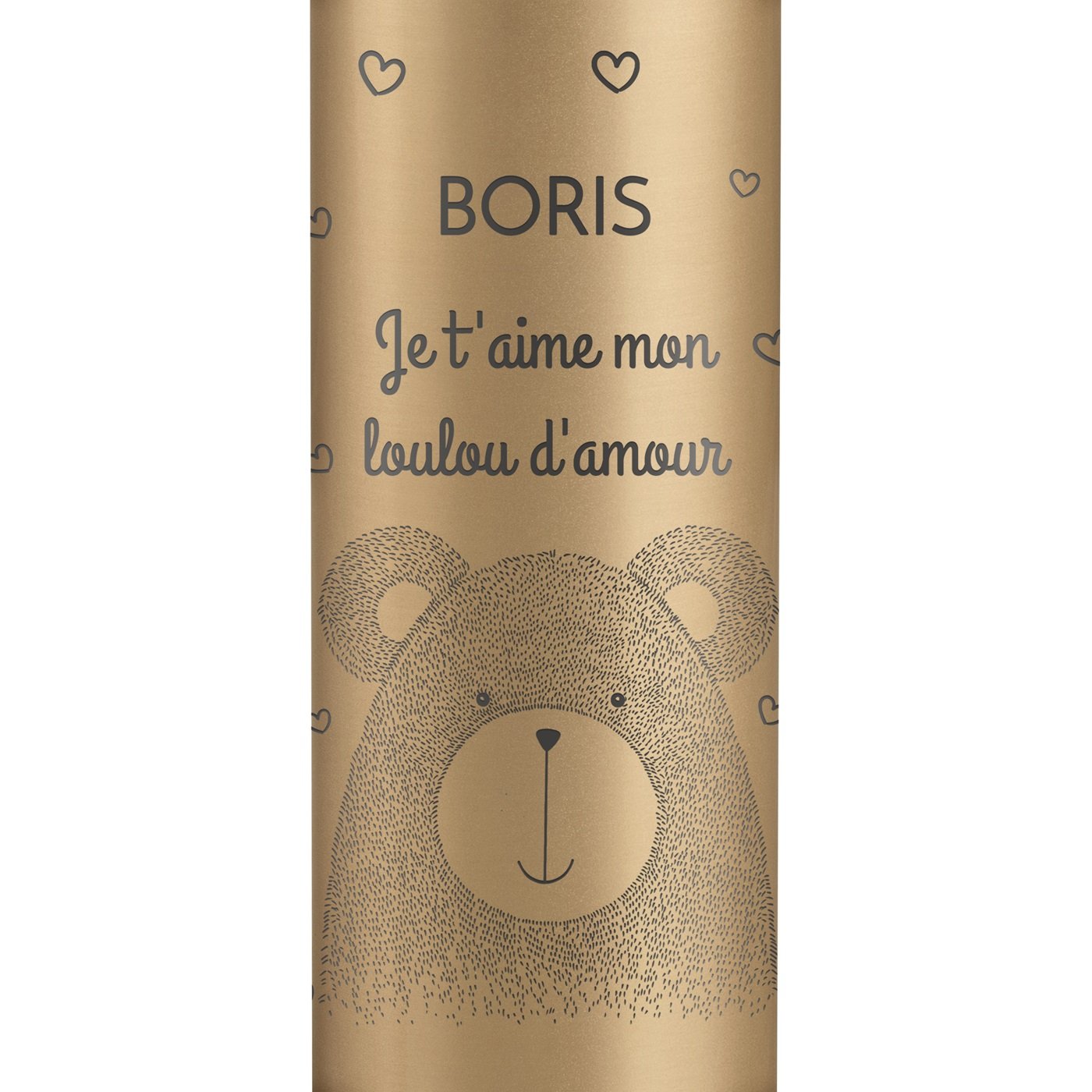 Bouteille isotherme dorée personnalisée avec un affichage LED pour un copain pour la Saint-Valentin