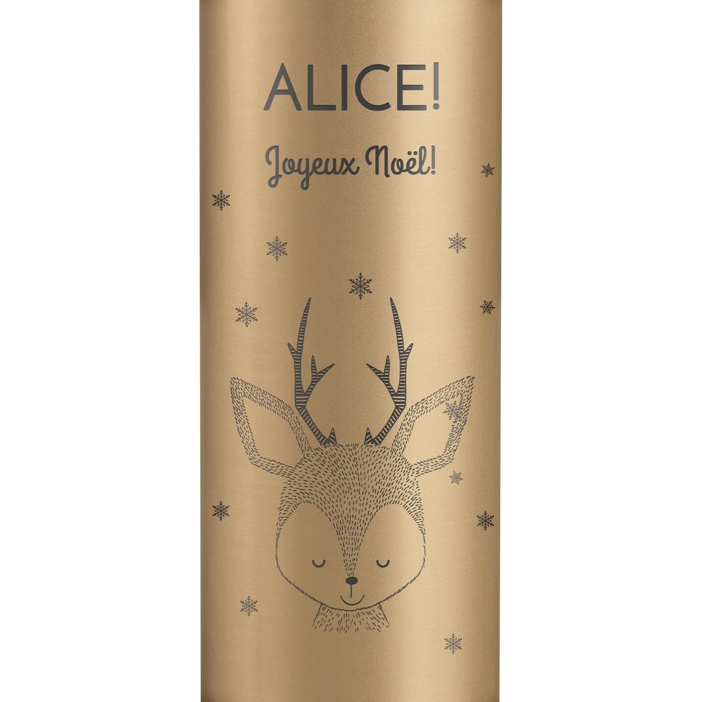 Bouteille isotherme dorée personnalisée avec un affichage LED pour une fille pour Noël
