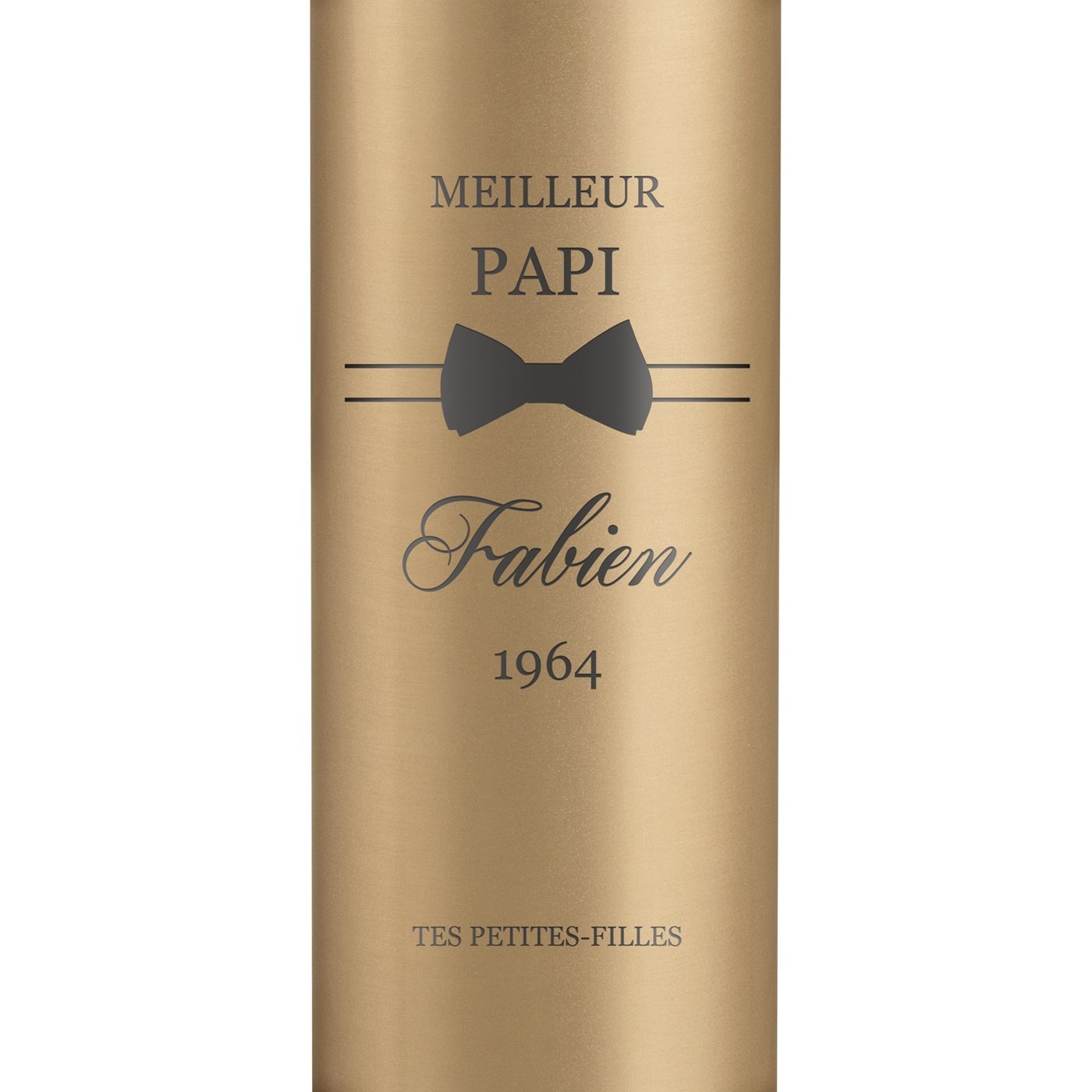 Bouteille isotherme dorée personnalisé avec un affichage LED pour l'anniversaire de papy
