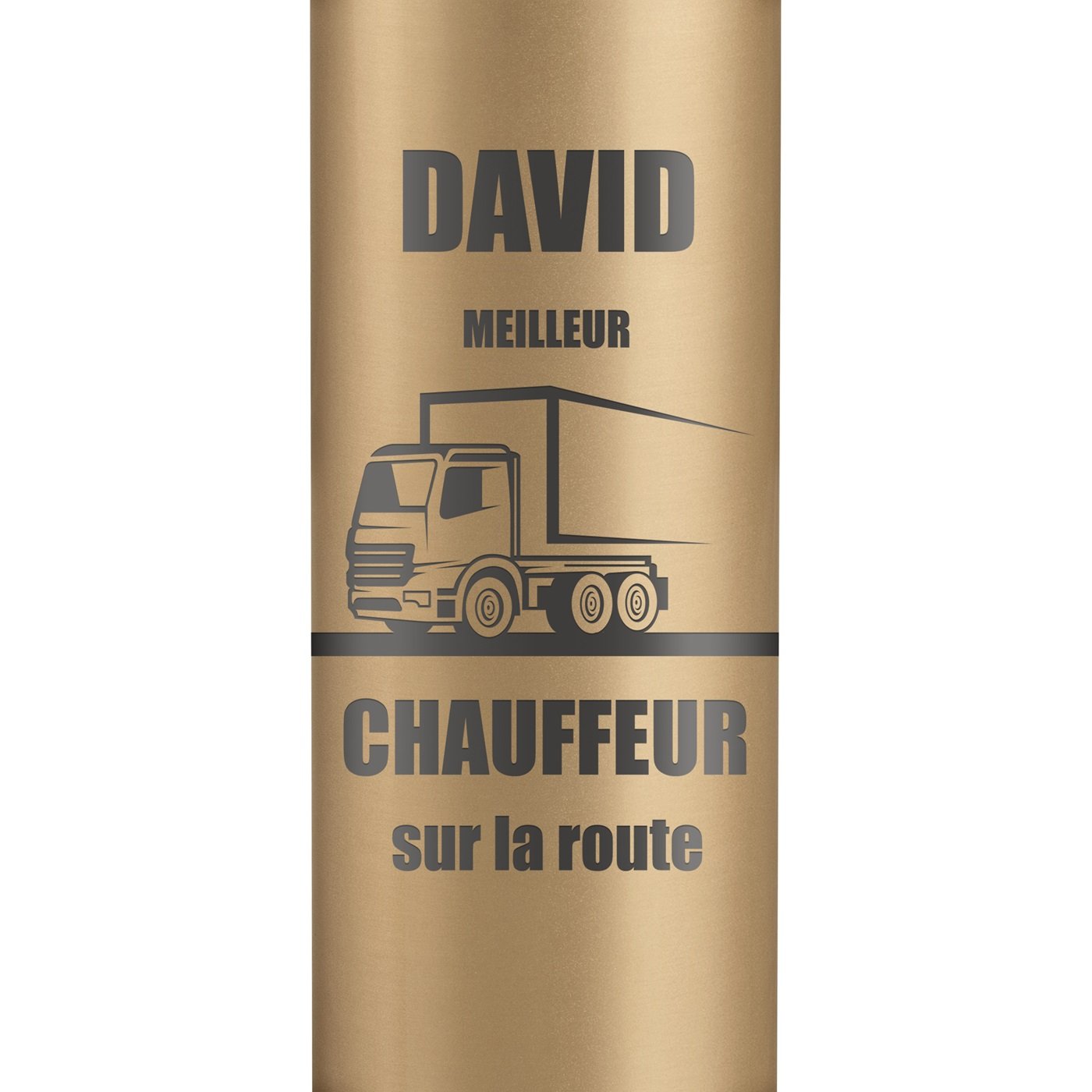 Bouteille isotherme dorée personnalisée avec un un affichage LED pour l'anniversaire d'un chauffeur