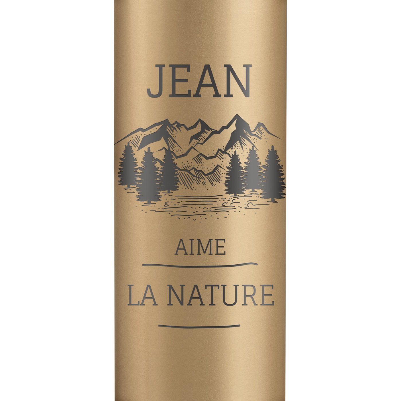 Bouteille isotherme dorée personnalisée avec un affichage LED pour un passionné de montagne
