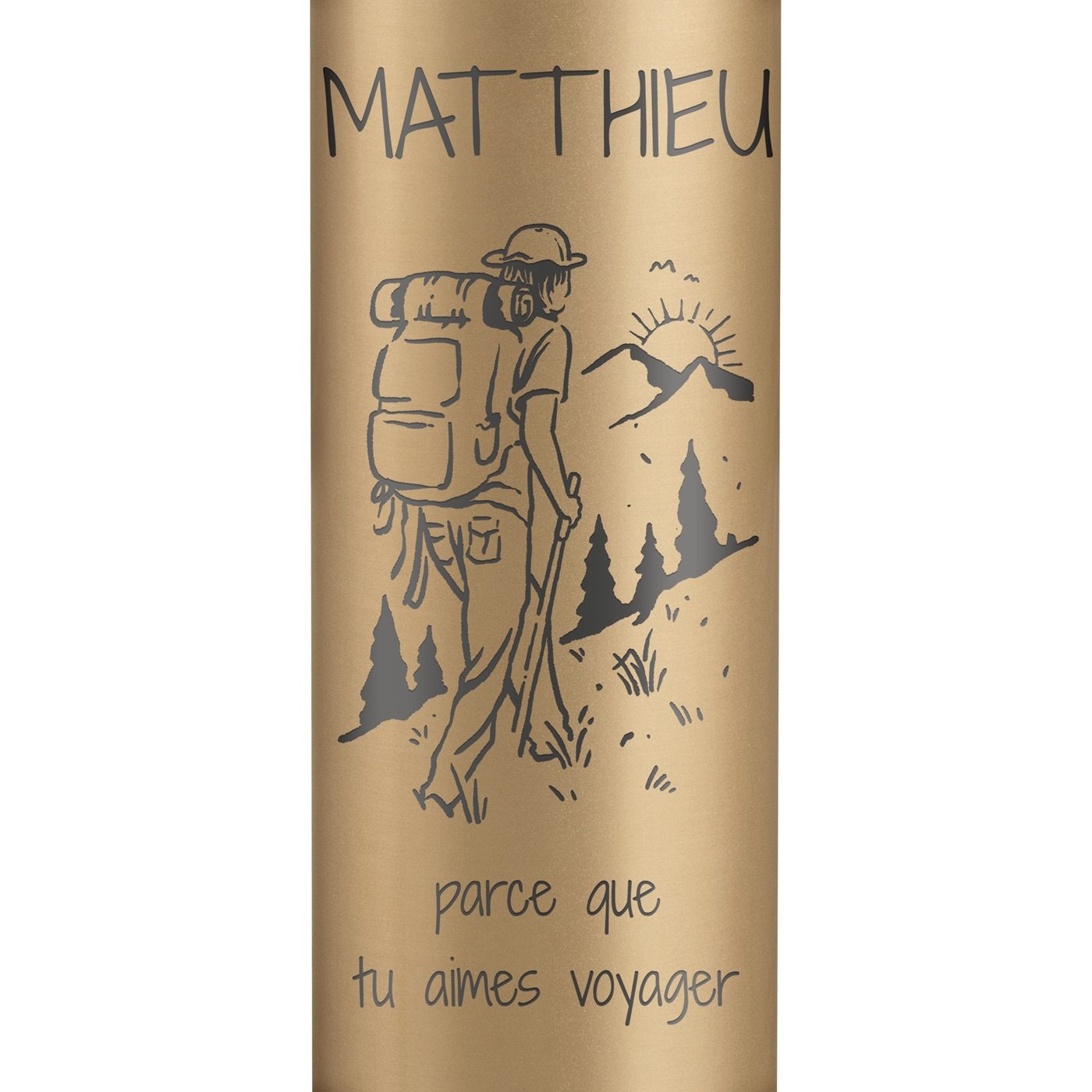 Bouteille isotherme dorée personnalisée avec un affichage LED pour l'anniversaire d'un parrain
