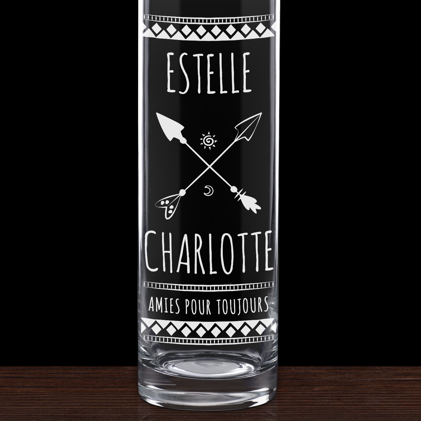 Vase en verre personnalisé pour l'anniversaire d'une amie