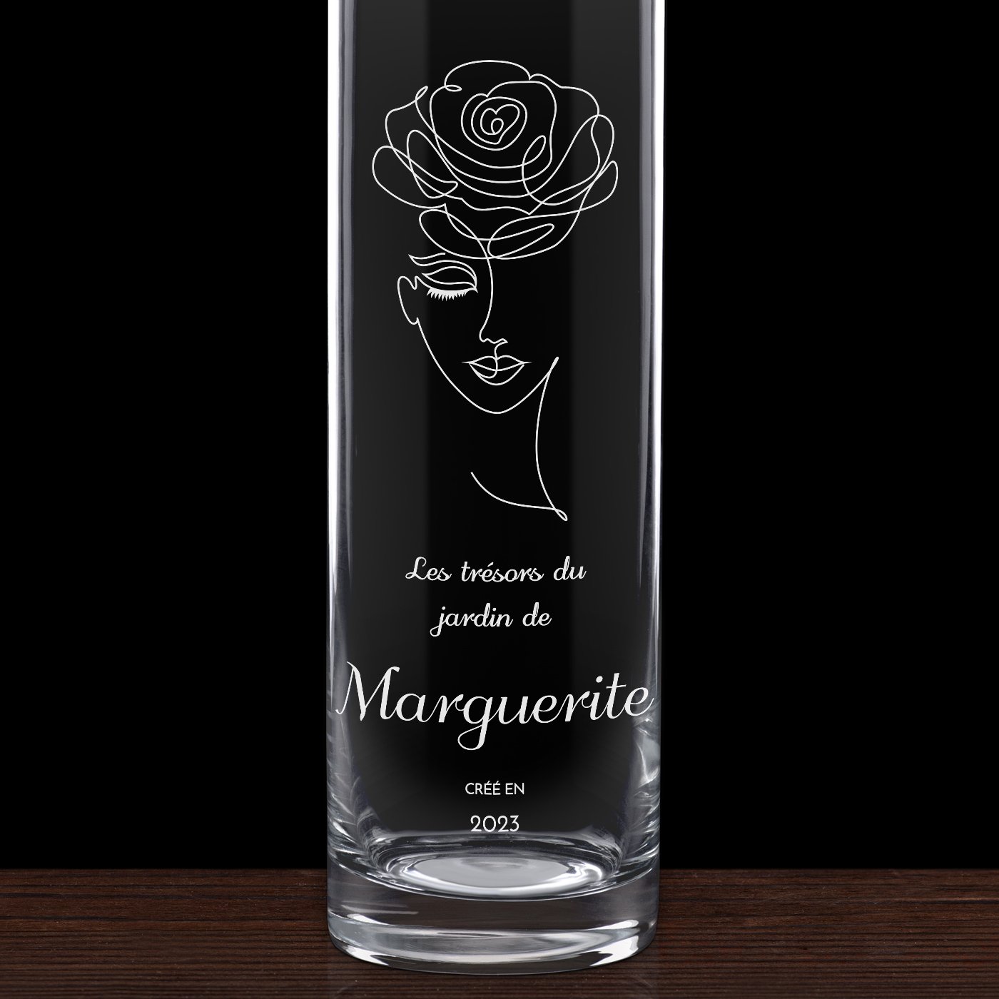 Vase en verre personnalisé pour l'anniversaire d'une femme