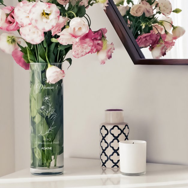 Vase en verre personnalisé pour maman pour son anniversaire