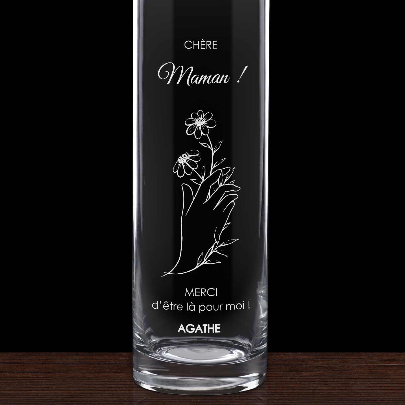 Vase en verre personnalisé pour maman pour son anniversaire