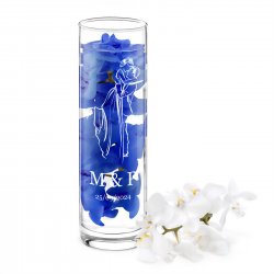 Vase en verre avec gravure pour le marié et pour la mariée