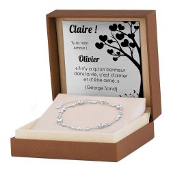 Bracelet en argent massif 925 avec gravure pour une fiancée