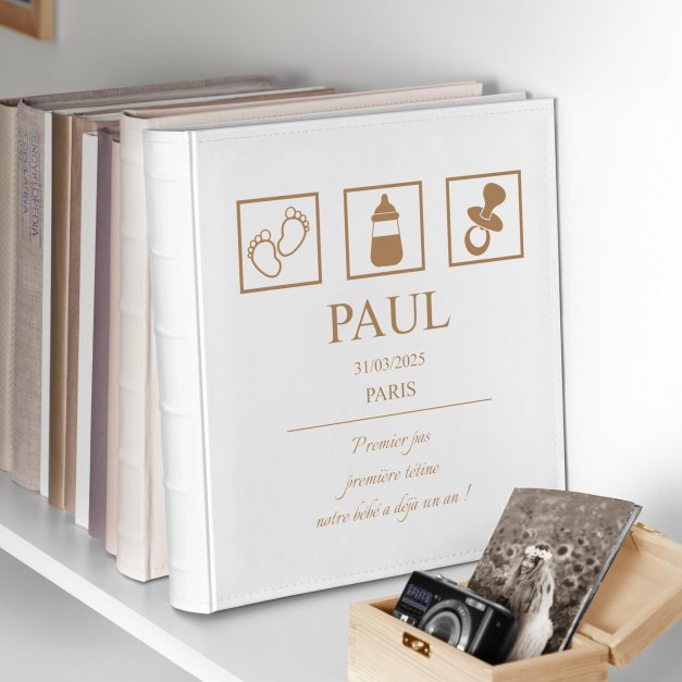 Album photo grand format avec personnalisation pour un garçon pour son premier anniversaire