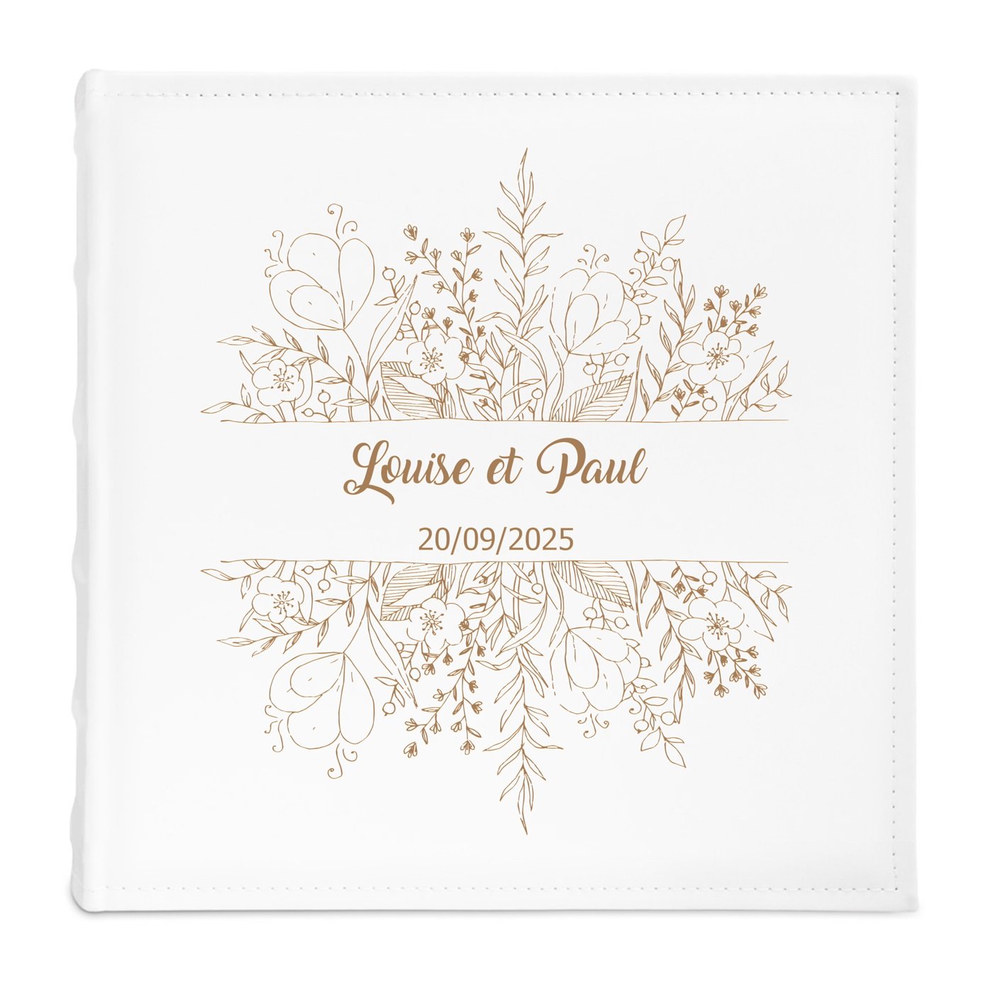 Album photo grand format avec personnalisation florale pour un couple