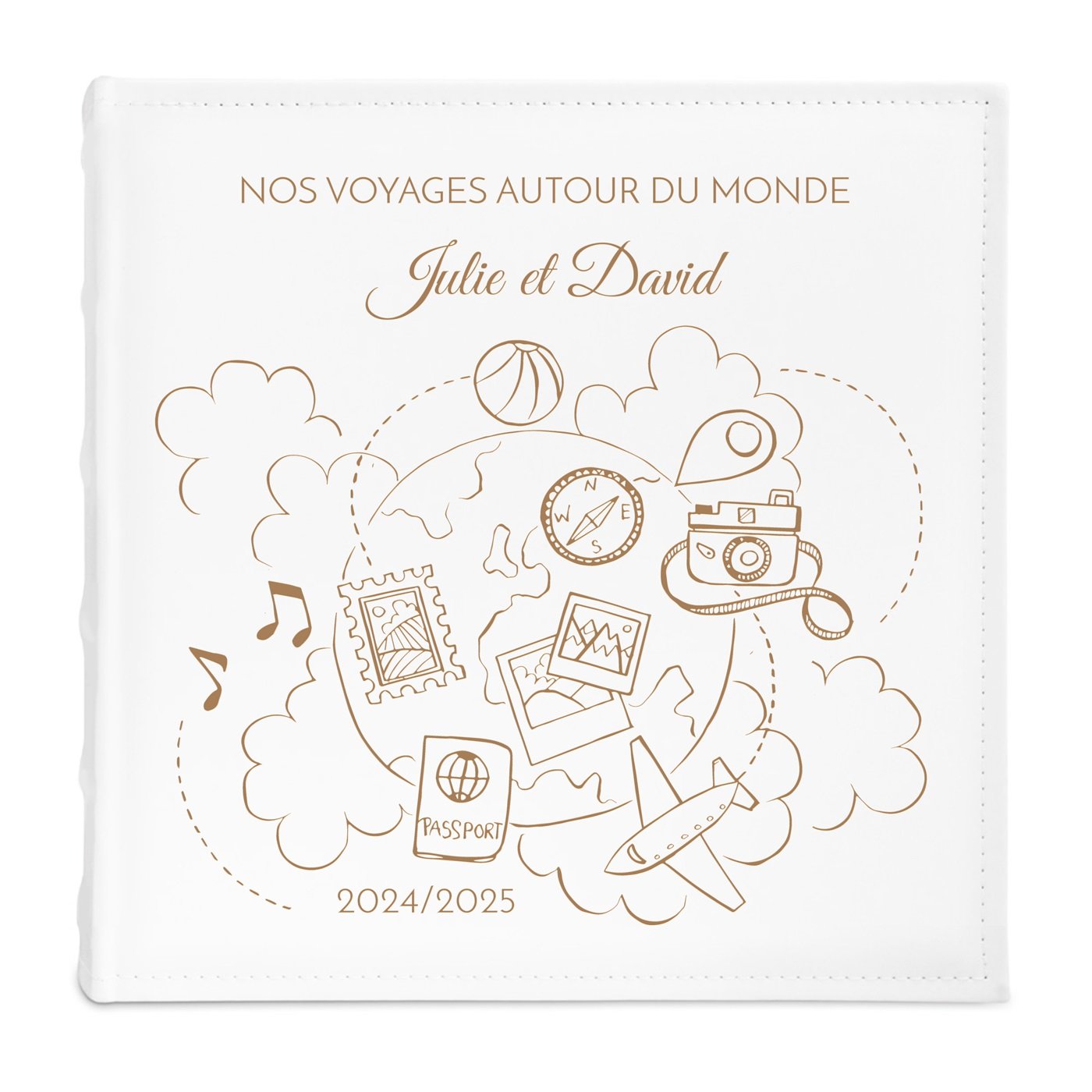 Album photo grand format avec personnalisation pour un couple de voyageurs