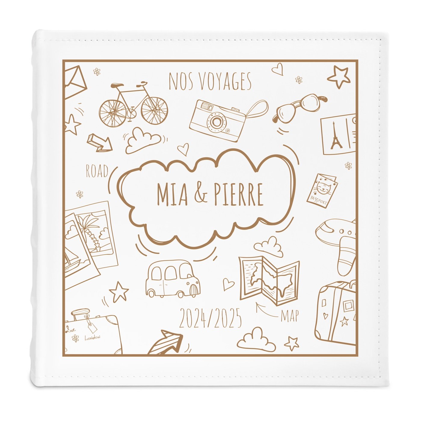 Album photo grand format avec personnalisation pour un jeune couple de voyageurs