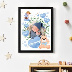 Poster encadré personnalisé avec votre photo pour la naissance du fils