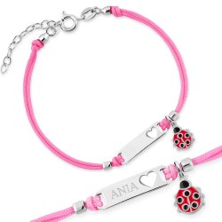 Bracelet cordon en argent 925 avec gravure pour une nièce
