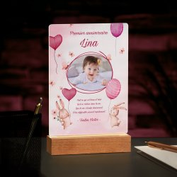 Lampe LED personnalisée de taille L avec photo pour fille premier anniversaire