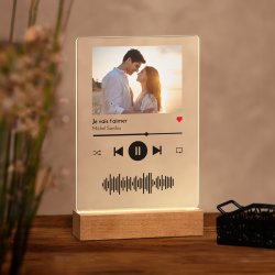 Lampe LED personnalisée de taille L avec photo pour couple avec la chanson préférée
