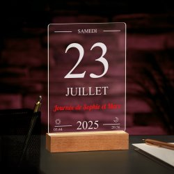 Lampe LED personnalisée de taille L pour couple page de calendrier