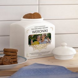 Pot à biscuits en céramique personnalisé pour une sœur avec votre photo