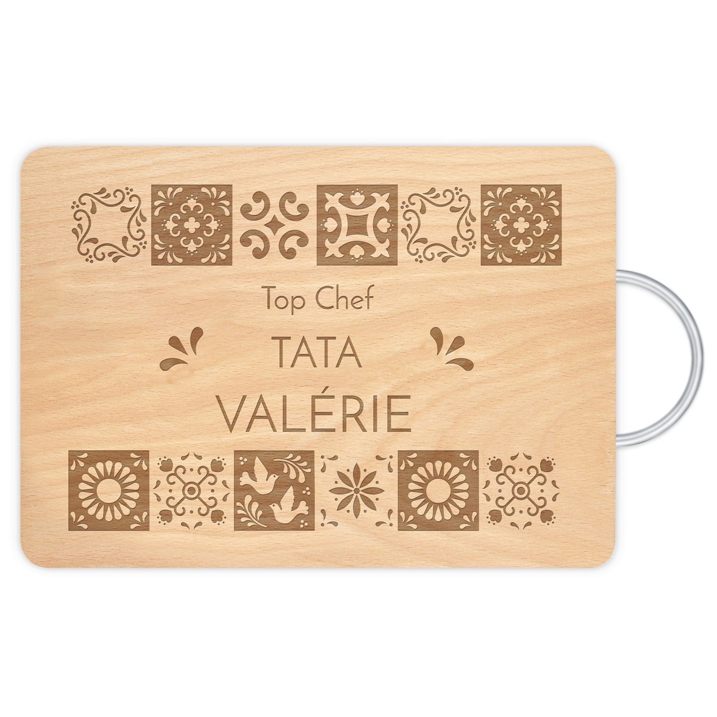 Panche à découper en bois avec manche en métal personnalisée pour l'anniversaire d'une tantine