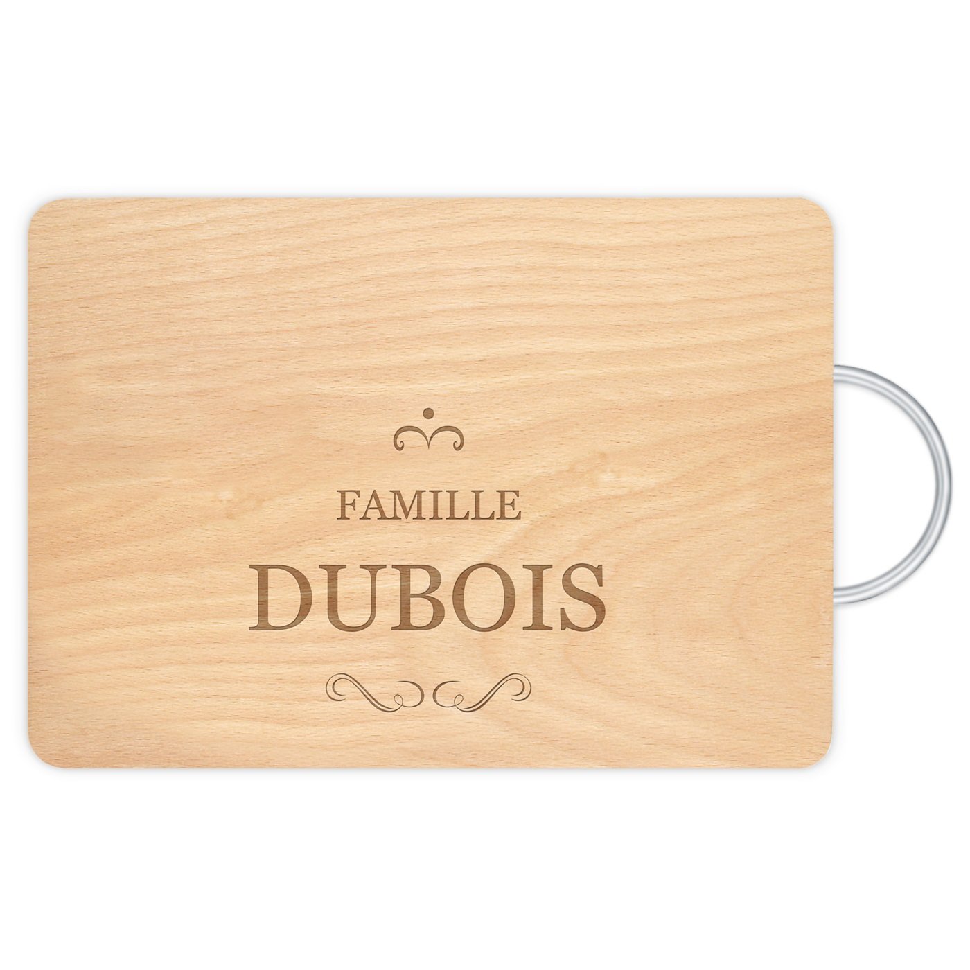 Planche à découper en bois avec manche en métal avec gravure pour mariage