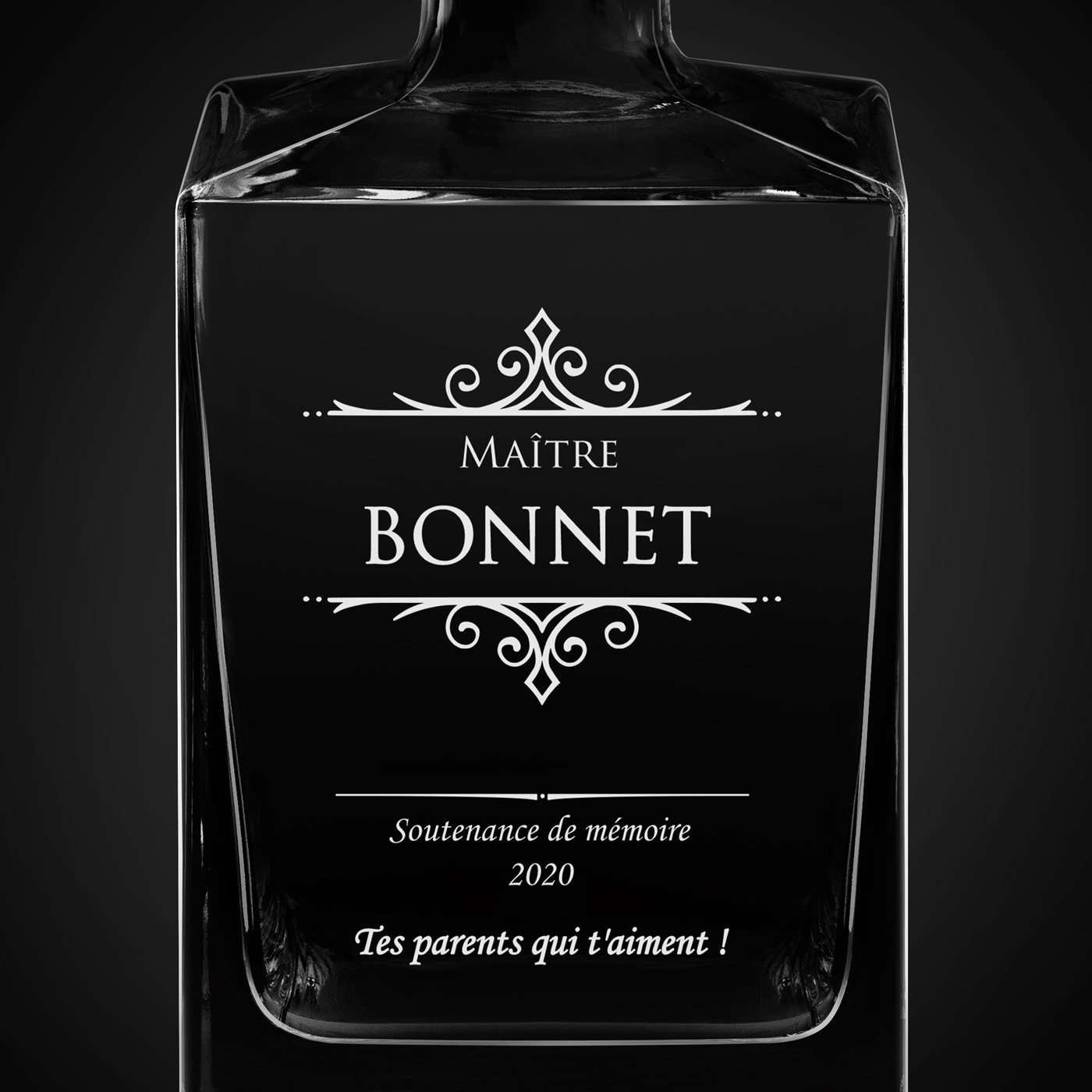 Carafe à whisky Cube avec gravure pour un maître