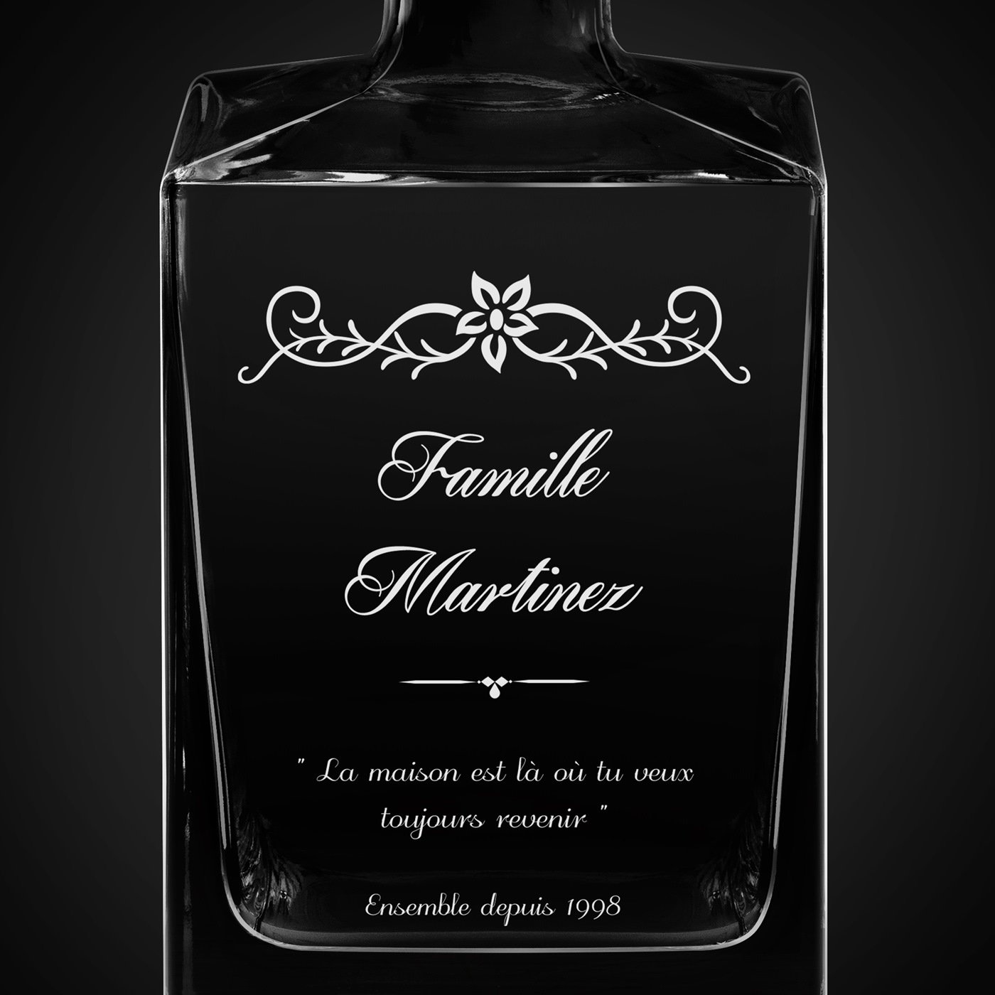 Carafe à whisky Cube avec gravure pour un couple - pendaison de crémaillère