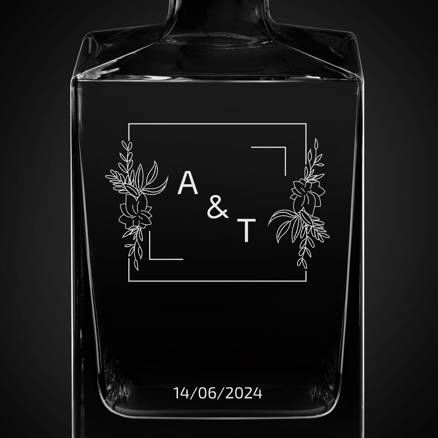 Carafe à whisky Cube avec gravure pour un couple