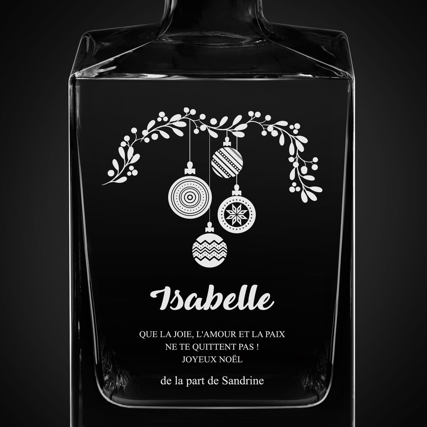 Carafe à whisky Cube avec gravure pour elle - thème Noël